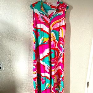 Jude Connally Mod Floral in Hot Pink Dress